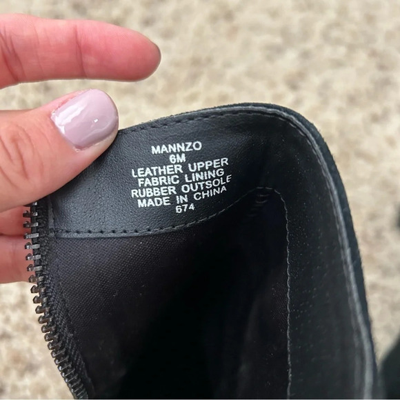 Steve Madden Mannzo Suede High Heel Open Toe Black Bootie Size 6 - Picture 6 of 11